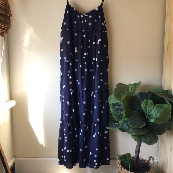 NWOT Joe Fresh Women’s Navy Blue Dot Maxi Dress